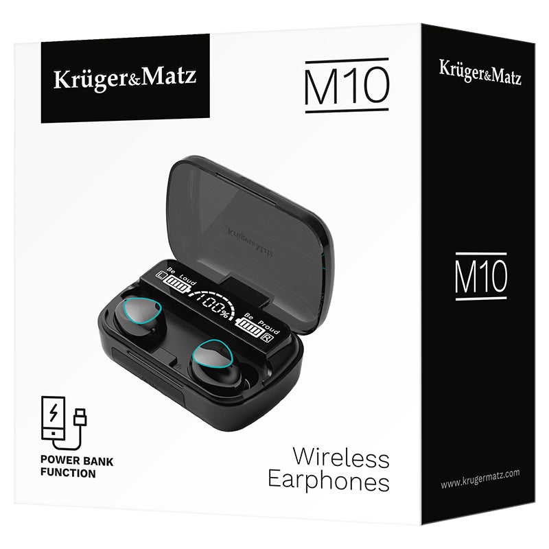 Casti 5.3 Powerbank & Kruger M 10 cu Bluetooth, baterie 300 mAh si USB
