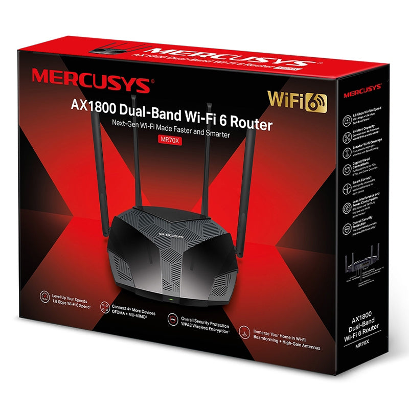 Router 4 Porturi Gigabit Wi-fi 6 Mercusys AC 1800 cu Internet WiFi si USB