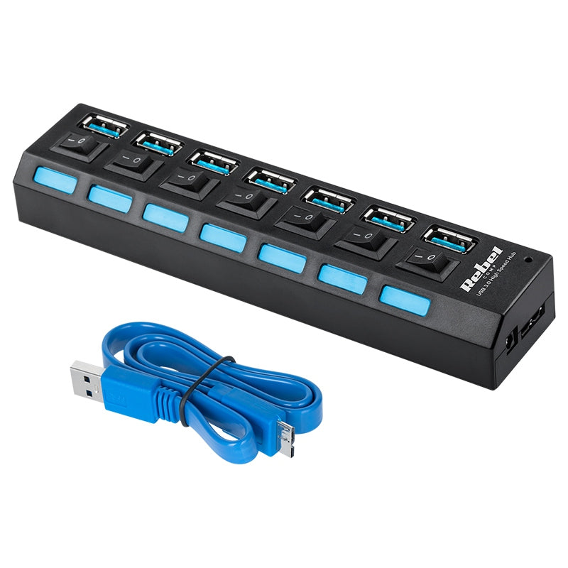 Hub 3.0 7 Porturi Rebel Kom 0941 cu USB