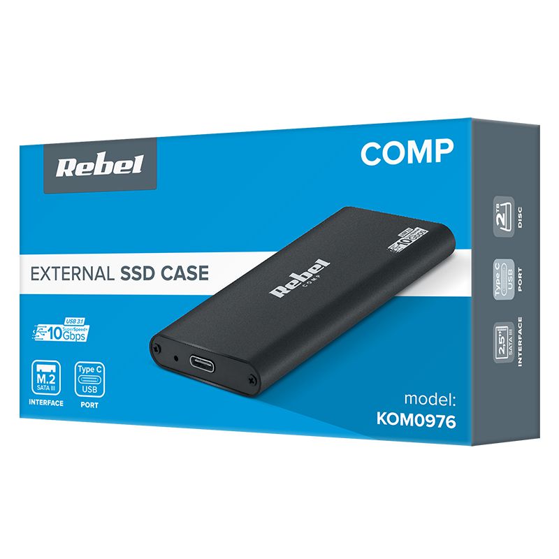 Rack Aluminiu Ssd M2 Tip C 3.0 Rebel Kom 0976 cu USB
