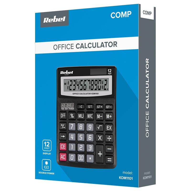 Calculator de Birou 12 Digiti Oc-100 Rebel Kom 1101 cu baterie reincarcabila