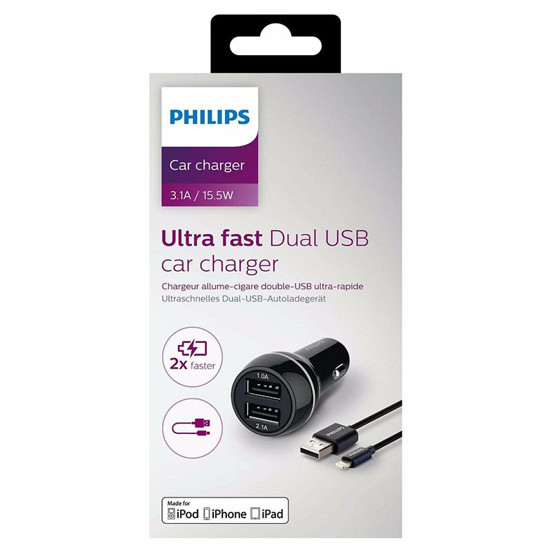 Incarcator Auto Dual Ultra-rapid Philips cu USB