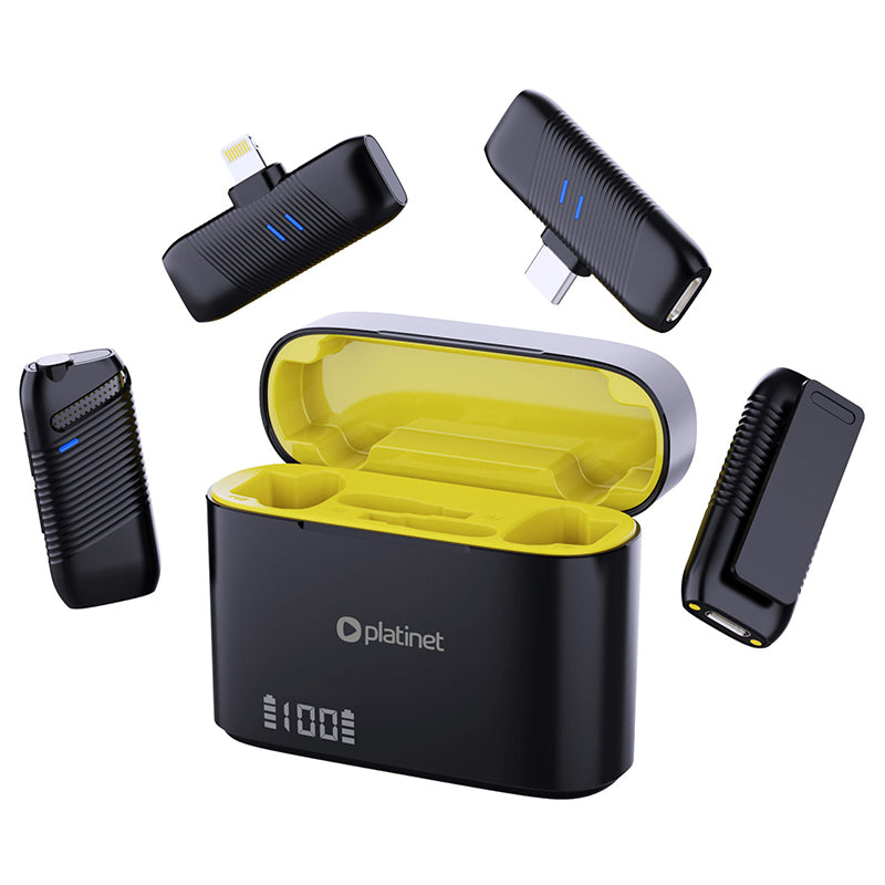 Microfon Lavaliera 2 in 1 Plmm 30 cu Bluetooth, baterie 500 mAh si USB