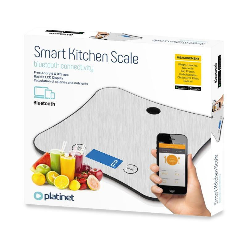 Cantar Bucatarie Smart Platinet Pnks 18 cu Bluetooth, DAB+ si baterie reincarcabila