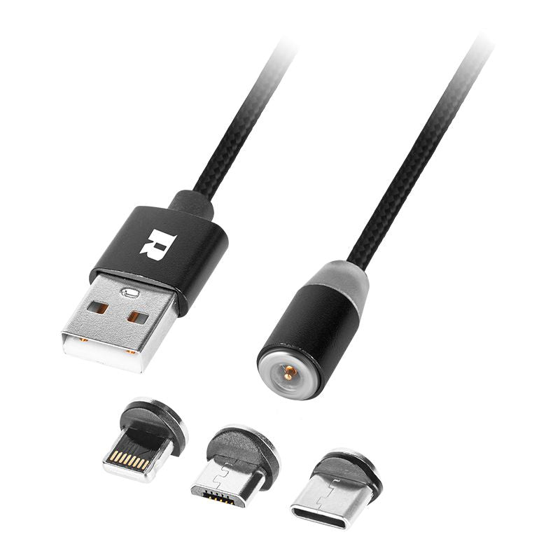 Cablu Magnetic 3 in 1 Negru Rebel cu USB