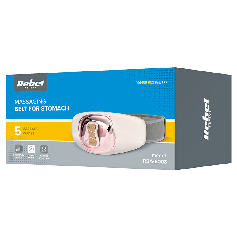 Aparat Masaj Zona Abdominala cu Incalzire Active Rebel cu baterie 1500 mAh, USB si Telecomanda