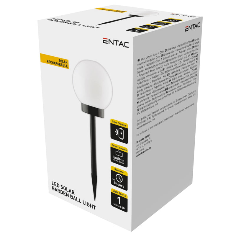 Lampa Solara de Gradina Entac Glob 38CM cu baterie 200 mAh