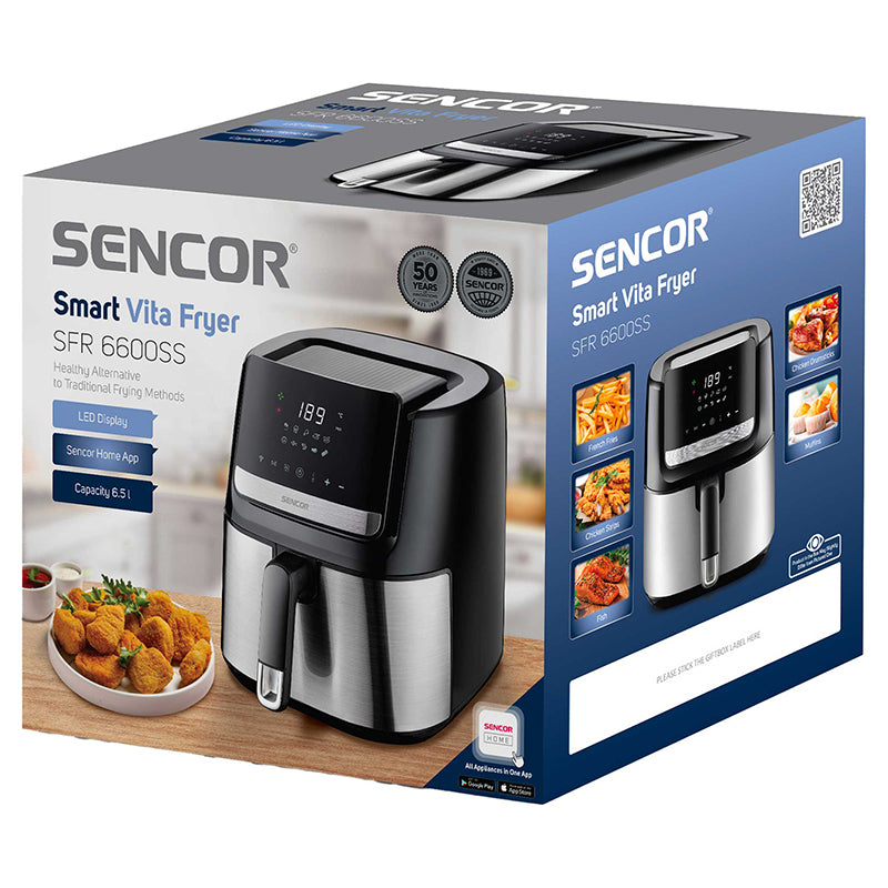 Friteuza Smart Digital Airfryer 6.5l Sencor cu DAB+, alarma si afisaj LED