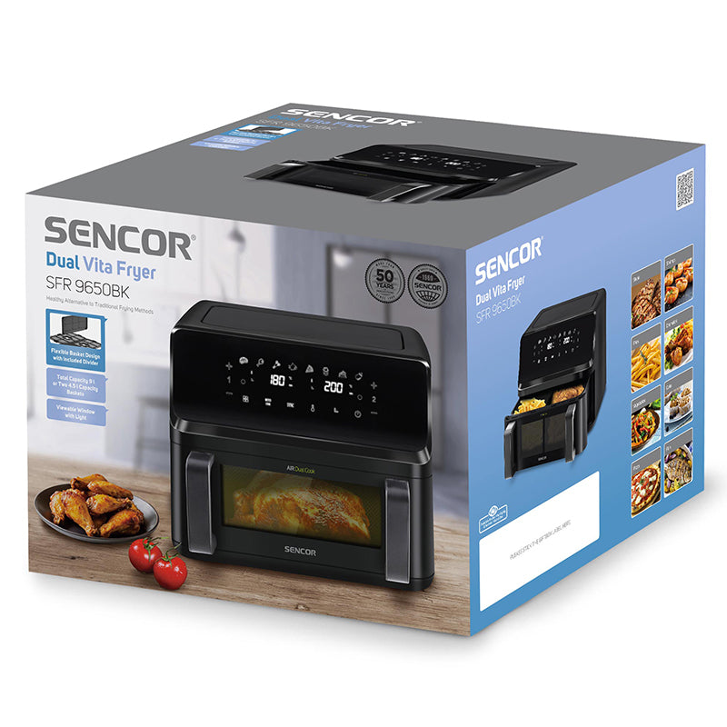 Friteuza Dubla Digital Airfryer 2x4.5 Sencor L 2700W