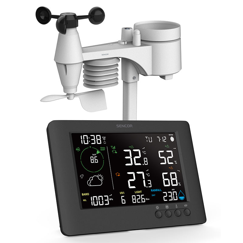 Statie Meteo Profesionala WiFi 7 in 1 Sencor cu alarma, Internet WiFi si baterie reincarcabila
