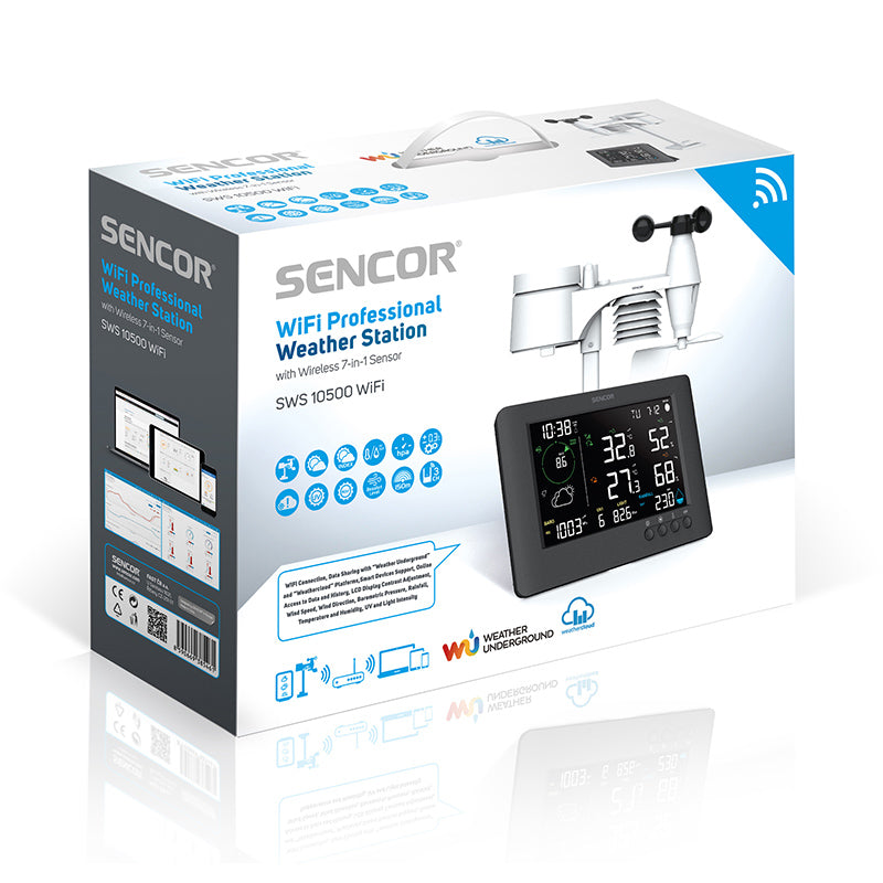 Statie Meteo Profesionala WiFi 7 in 1 Sencor cu alarma, Internet WiFi si baterie reincarcabila