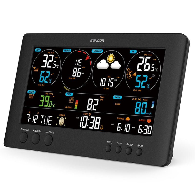 Statie Meteo Profesionala WiFi Senc Sws 12500 cu alarma, Internet WiFi si baterie reincarcabila