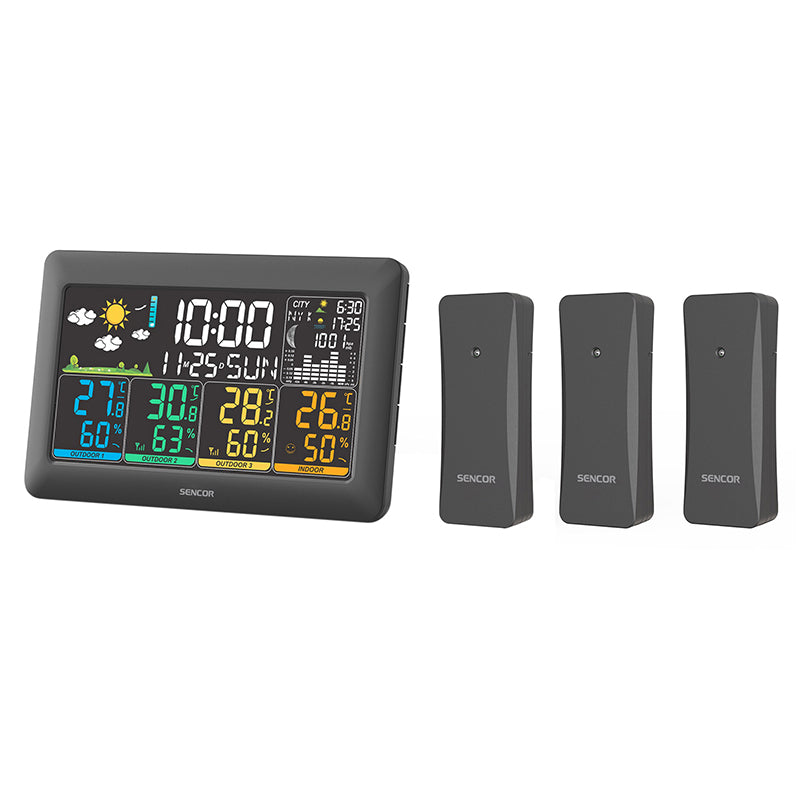 Statie Meteo 3 Senzori Sencor Sws 6300 cu alarma si baterie reincarcabila