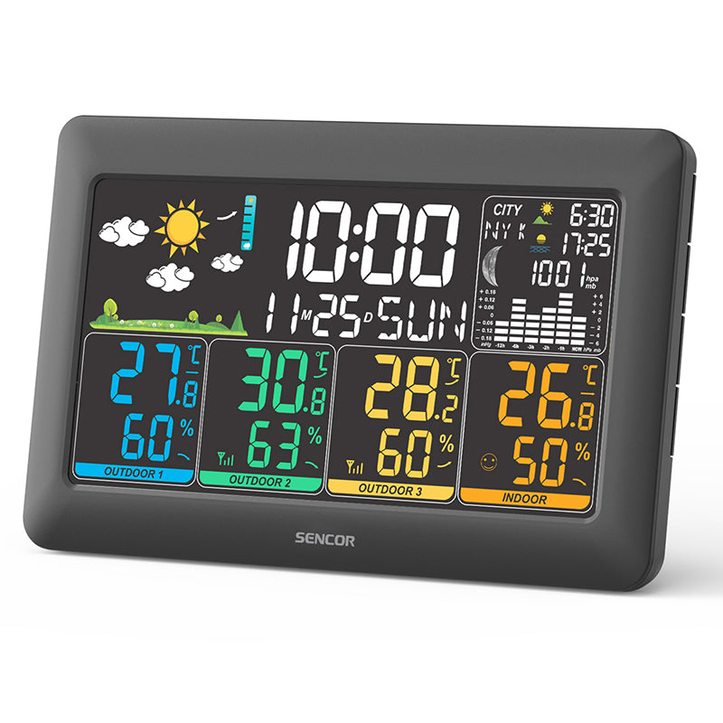 Statie Meteo 3 Senzori Sencor Sws 6300 cu alarma si baterie reincarcabila