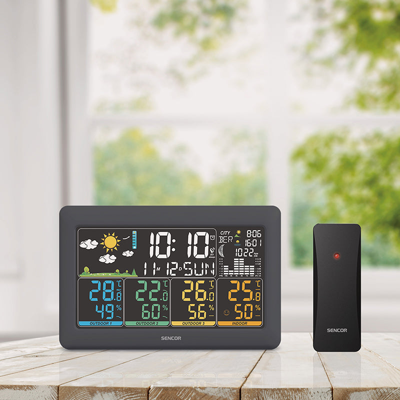 Statie Meteo 3 Senzori Sencor Sws 6300 cu alarma si baterie reincarcabila
