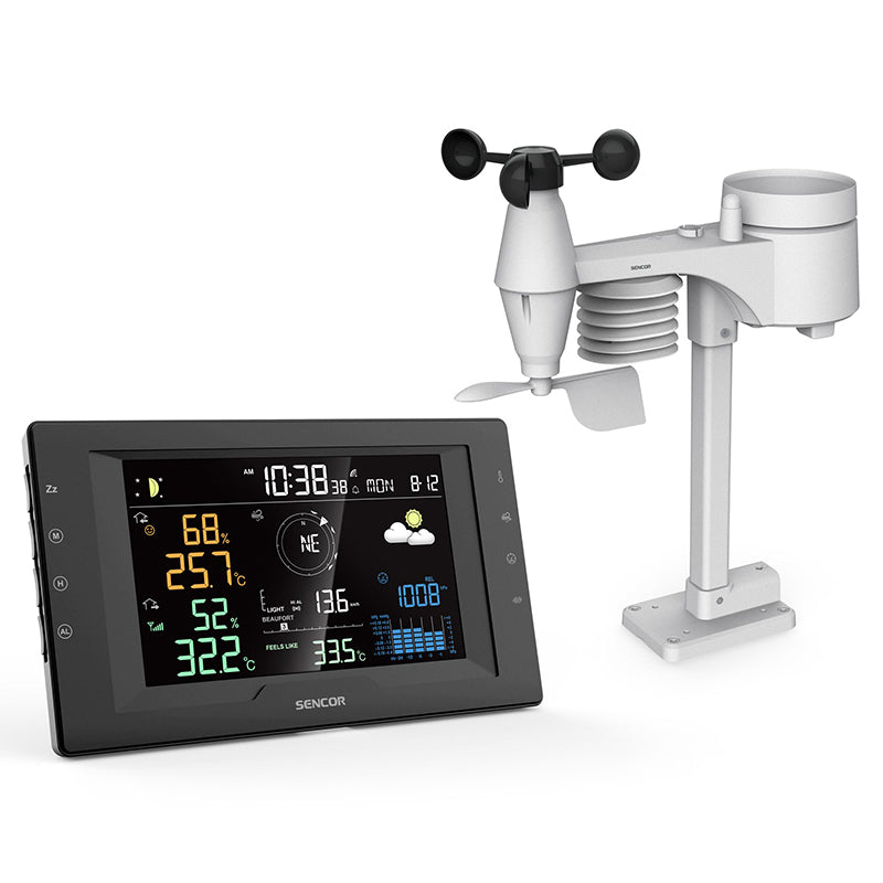 Statie Meteo Profesionala 5 in 1 Sencor cu alarma si baterie reincarcabila