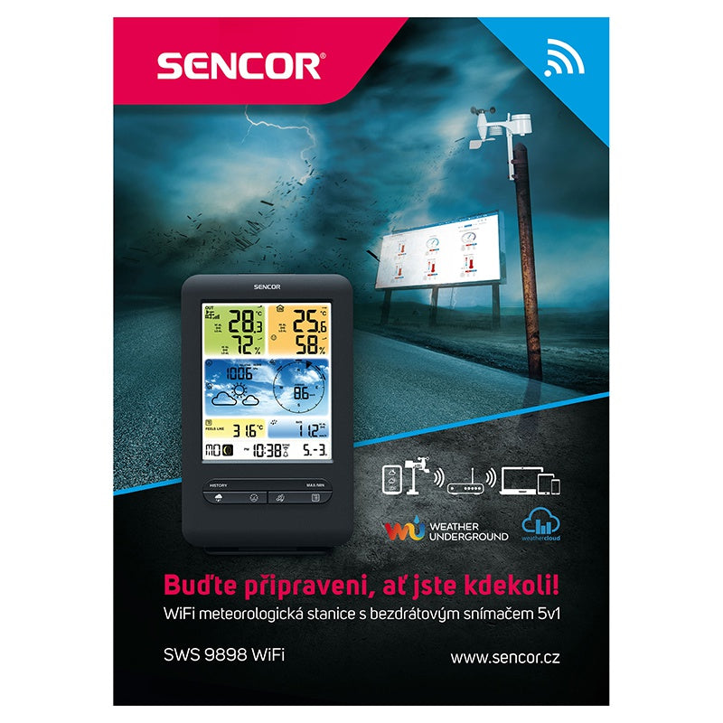 Statie Meteo Profesionala WiFi Senc Sws 9898 cu Internet WiFi si baterie reincarcabila