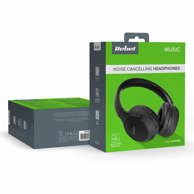 Casti Audio Anc Rebel Slu 0056A cu Bluetooth, baterie 400 mAh, AUX si USB