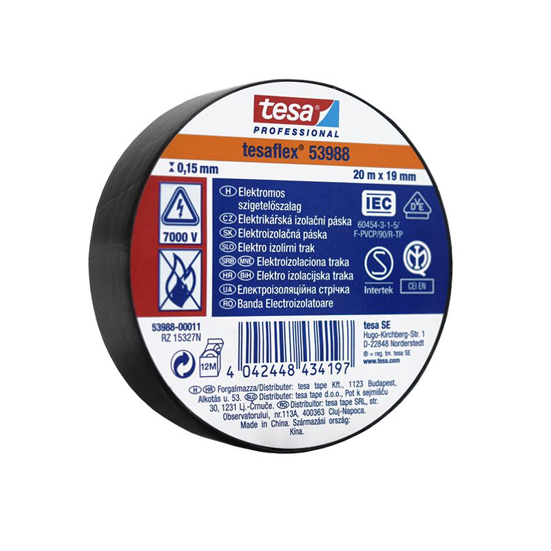 Banda Izolatoare Tesaflex 20m Negru 10 Buc