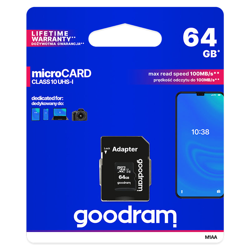 Microsd Goodram Clasa 10 Uhs-i cu Adaptor Card 64gb