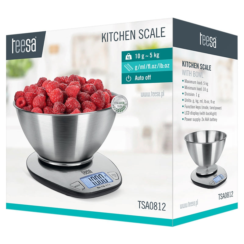 Cantar Bucatarie cu Bol Teesa Tsa 0812 cu afisaj LCD