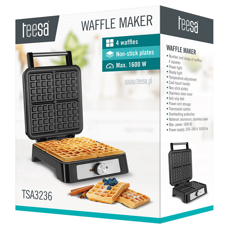 Aparat 4 Inox Teesa Wafe 1600W cu DAB+