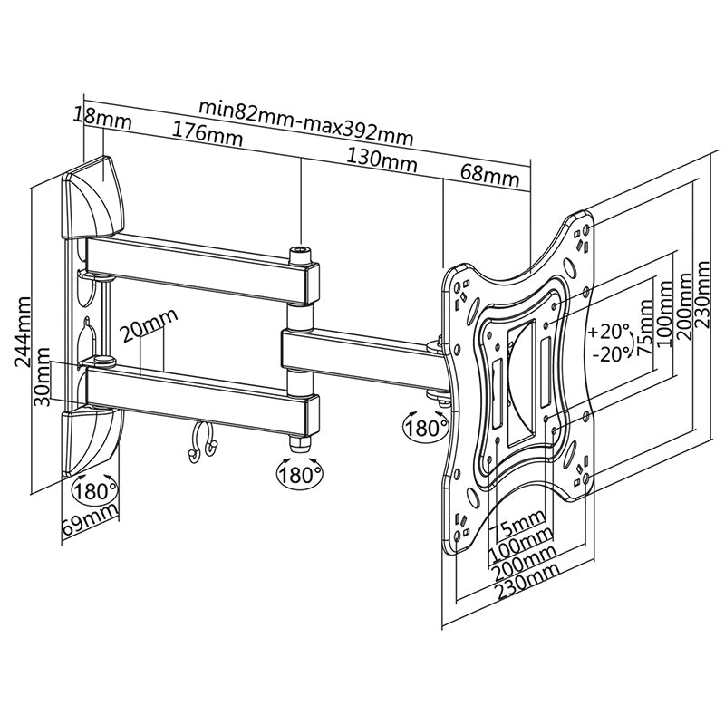 Suport TV de Perete 23-42inch Cabletech Uch 0202