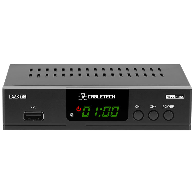 Tuner Dvb-t2 H.265 Hevc LAN Cabletech Urz 0338A cu afisaj LED, USB si Telecomanda