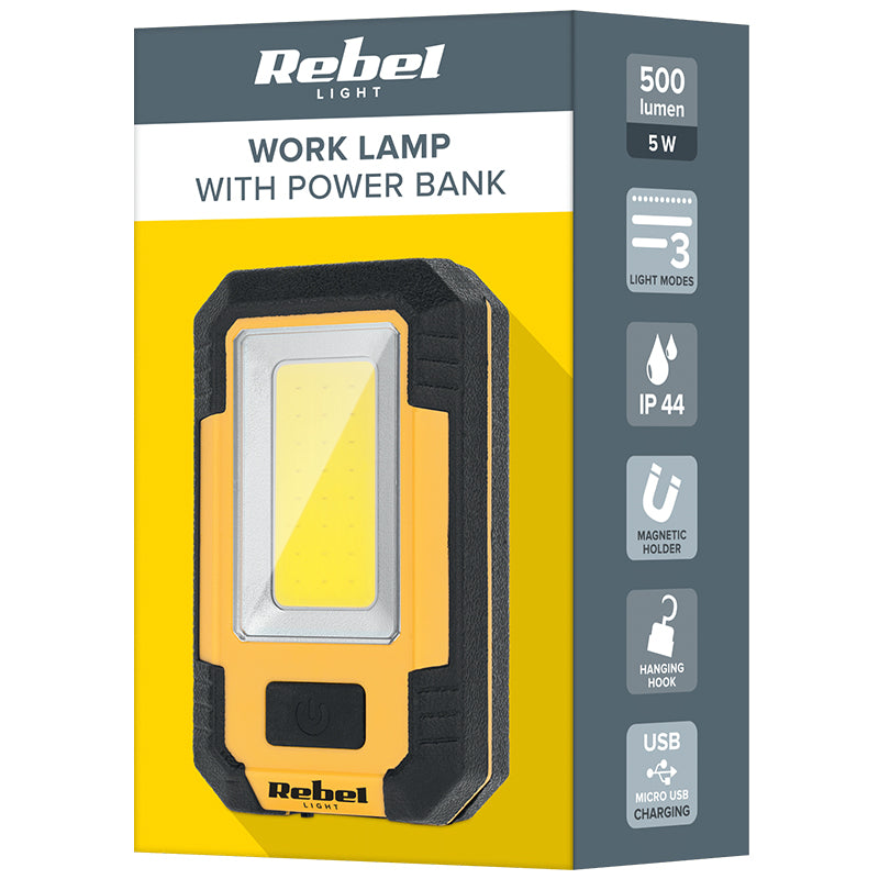 Lampa Atelier COB Rebel Urz 0944 cu baterie 3600 mAh si USB