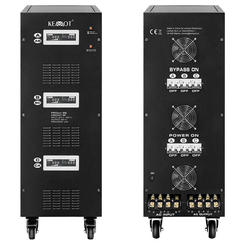 Stabilizator Servomotor Trifazat 80kva Proavr-80k Kemot Urz 3437-80 cu afisaj LCD