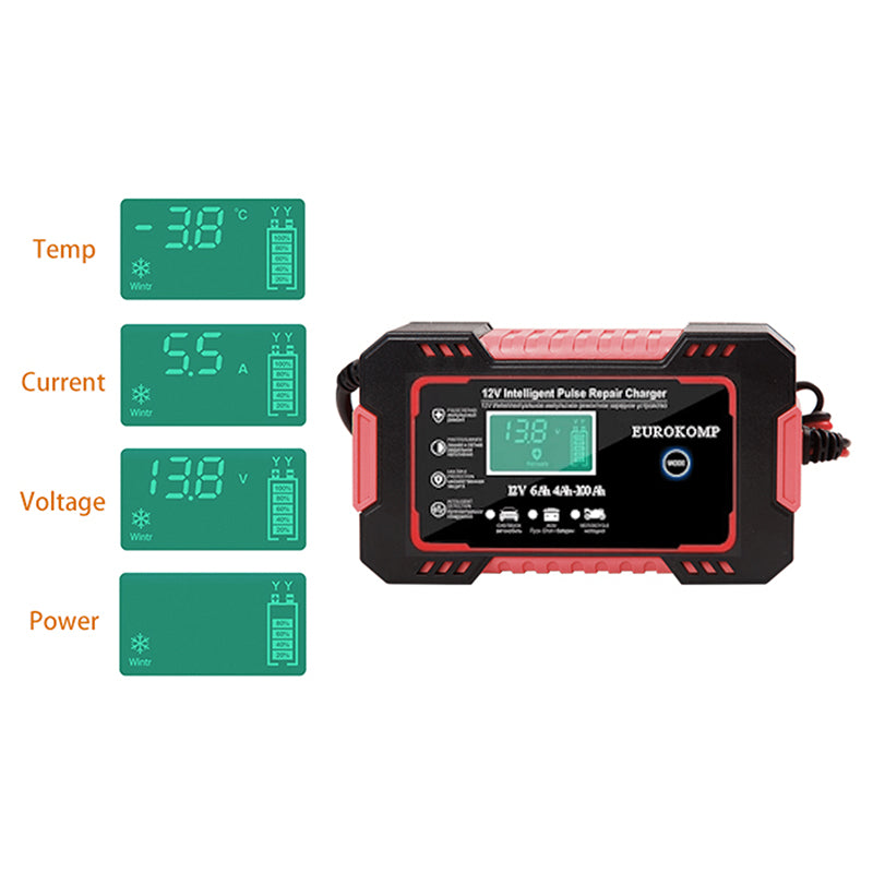 Redresor Automat baterie Auto 12V cu afisaj LCD si baterie reincarcabila