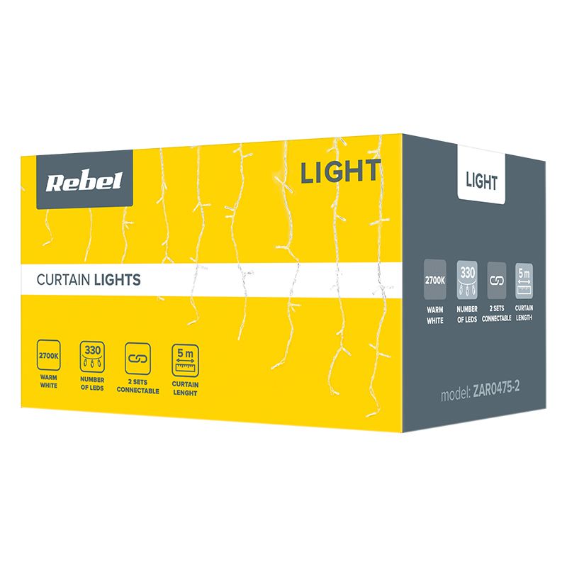 Perdea 330 Led-uri Alb Cald 5m Rebel Ip 44