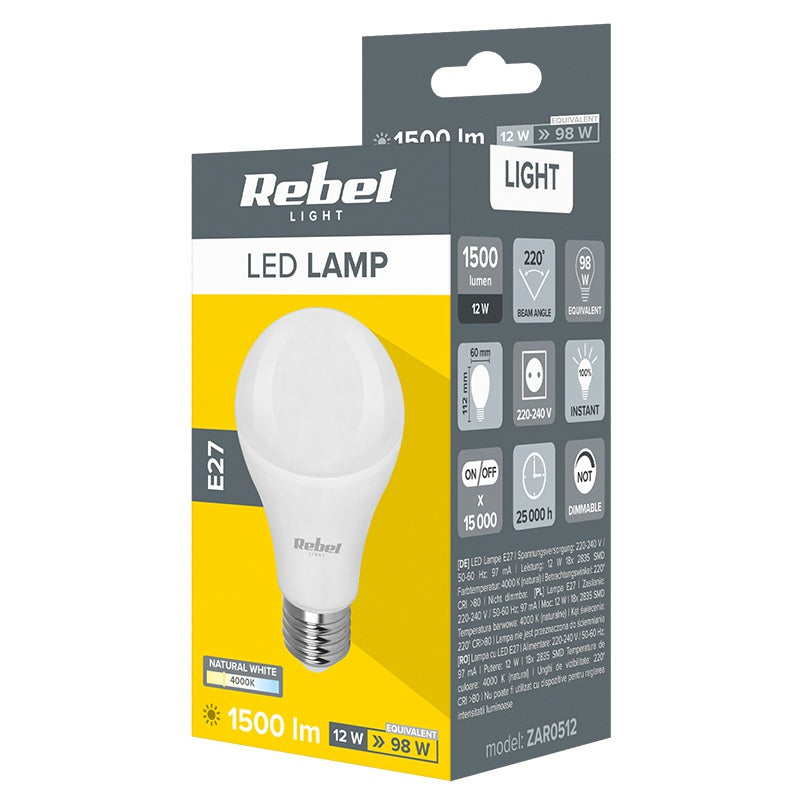 Bec LED E27 4000k Rebel a 60