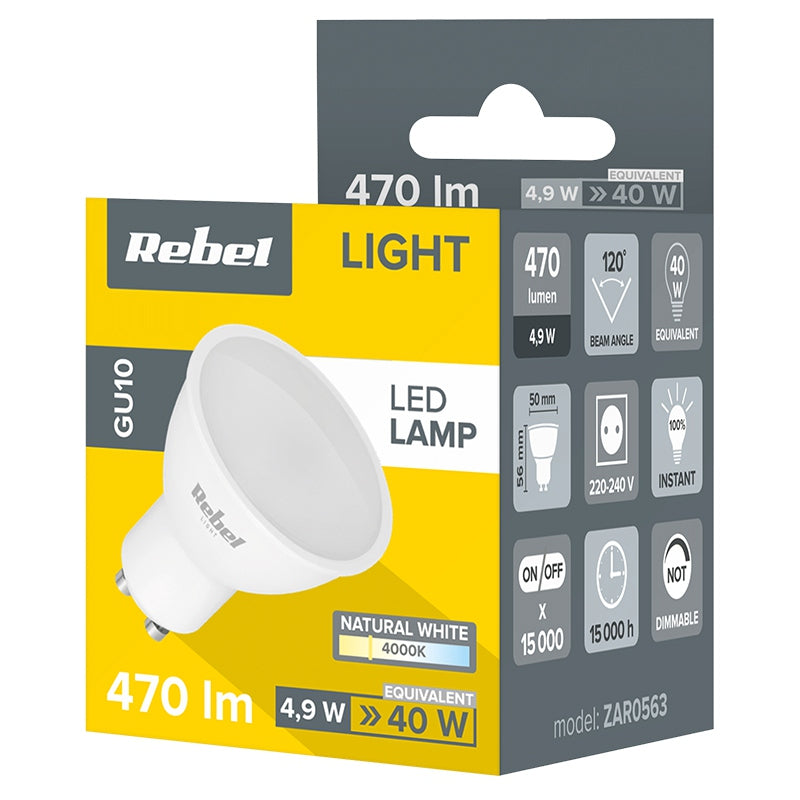 Bec LED 4000k Rebel Gu 10