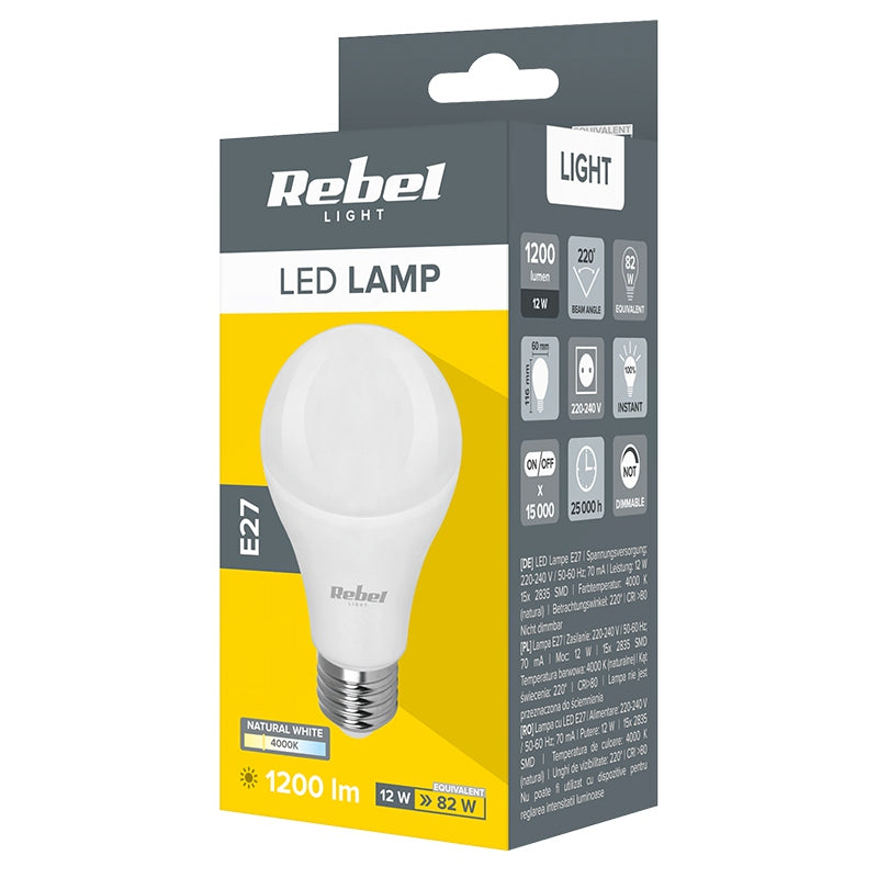 Bec LED A60 4000k Rebel E 27