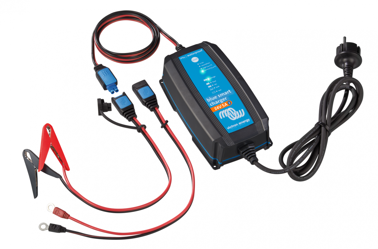 Victron Energy Blue Smart IP65 Smart Car Battery Charger 24V 5A, Trickle Charger for Car Battery and Desulfator for Motorcycle, ATV, RV, Lithium and Deep Cycle Batteries
