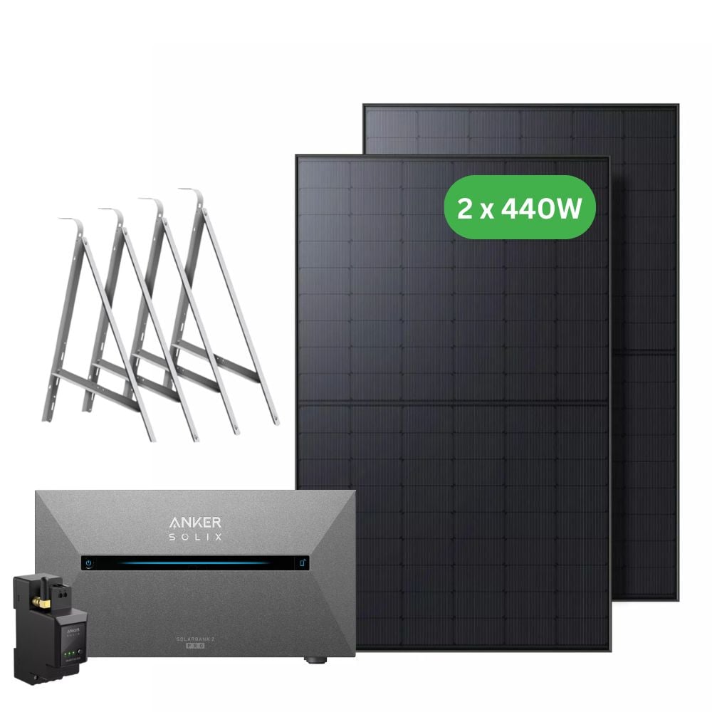 Anker SOLIX Solarbank 2 E1600 Pro Balcony Solar Kit 1.6kWh – 2×440W Panels with Mounting System