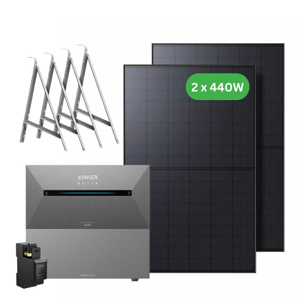 Anker SOLIX Solarbank 2 E1600 Pro Balcony Solar Kit 3.2kWh – 2×440W Panels with Mounting System