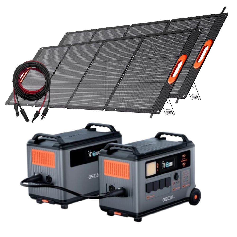 Oscal PowerMax 3600 SE Solar Generator Kit 7200Wh 3600W with Expansion Battery + 2x 200W Solar Panels
