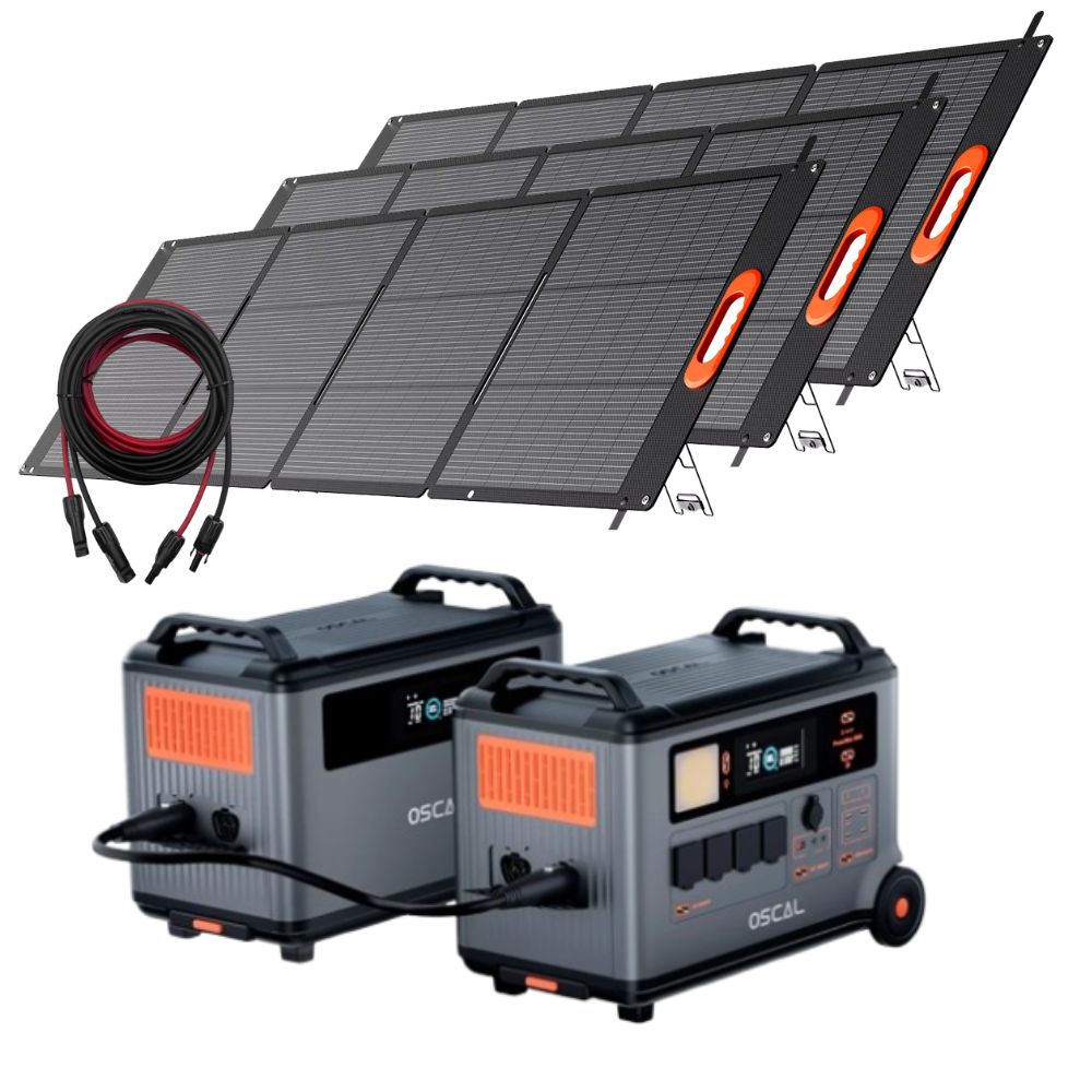 Oscal PowerMax 3600 SE Solar Generator Kit 7200Wh 3600W with Expansion Battery + 3x 200W Solar Panels