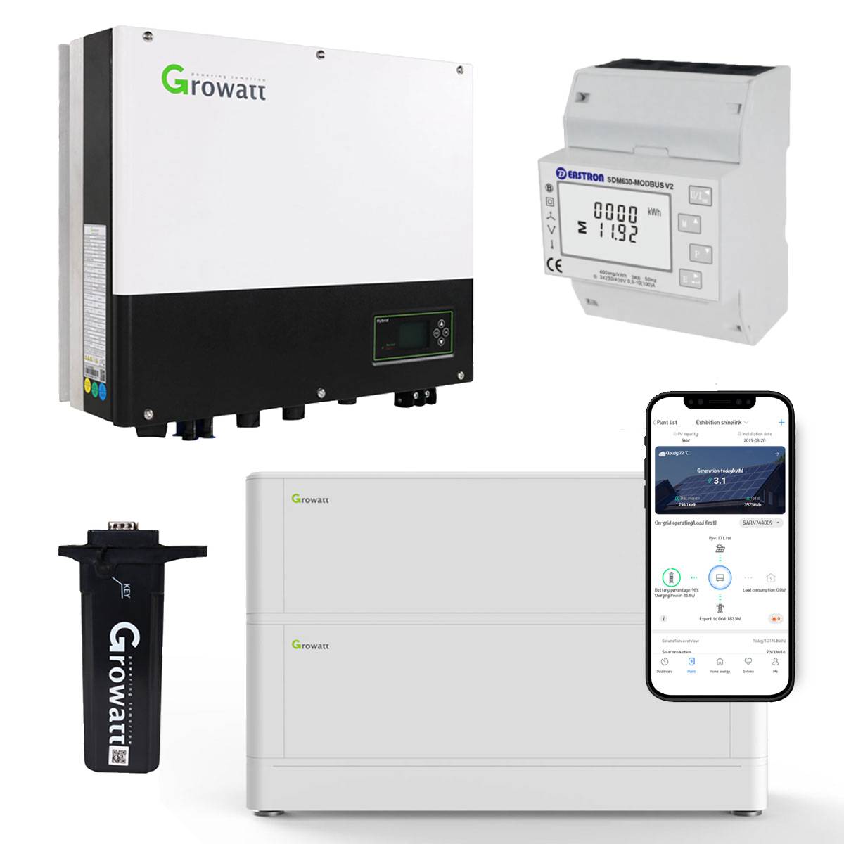 Growatt SPH3000TL BL-UP 3kW Hybrid Inverter with 5.12 kWh Solar Battery Storage Set
