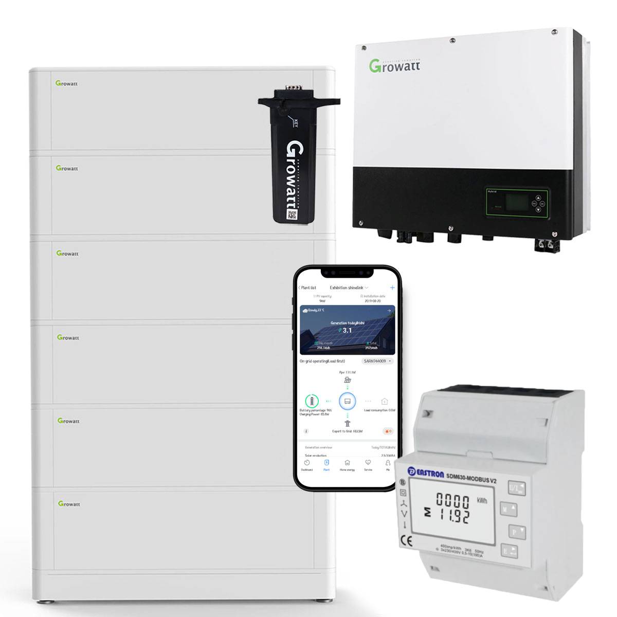 Growatt SPH3000TL BL-UP 3kW Hybrid Inverter with 15.3 kWh Solar Battery Storage Set