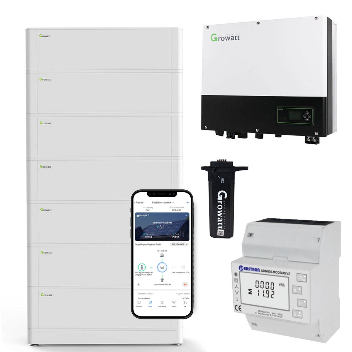 Growatt SPH3000TL BL-UP 3kW Hybrid Inverter with 17.9 kWh Solar Battery Storage Set