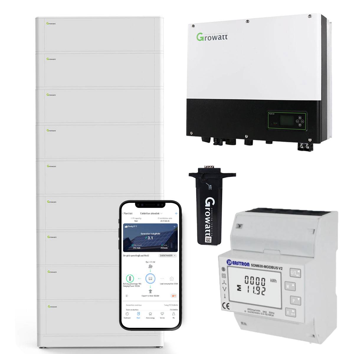 Growatt SPH3000TL BL-UP 3kW Hybrid Inverter with 23.0 kWh Solar Battery Storage Set