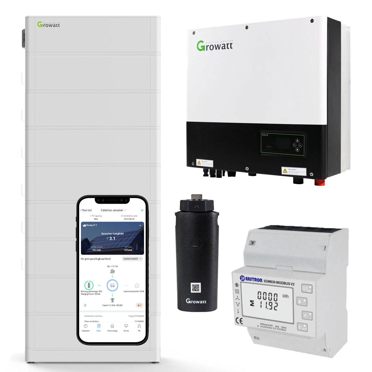 Growatt SPH10000TL3-BH-UP 10kW Hybrid Inverter with 20.4 kWh Solar Battery Storage Set