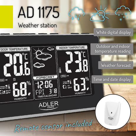 Statie Meteo Adler AD 1175 cu alarma si baterie reincarcabila