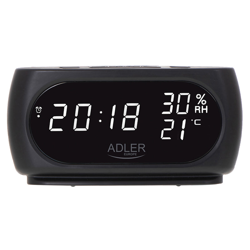 Ceas cu alarma cu Afisare Temperatura si Umiditate Adler AD 1186 cu baterie reincarcabila