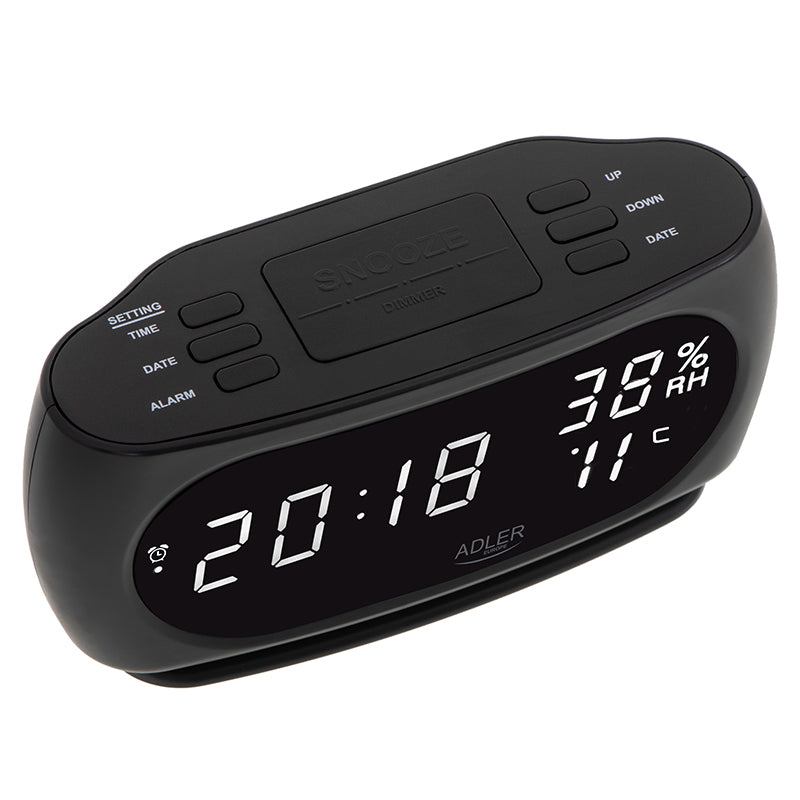 Ceas cu alarma cu Afisare Temperatura si Umiditate Adler AD 1186 cu baterie reincarcabila