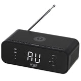 Radio cu ceas negru Adler AD 1192 cu Bluetooth, radio FM, alarma si incarcare wireless