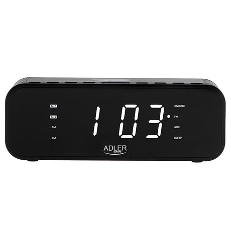 Radio cu ceas negru Adler AD 1192 cu Bluetooth, radio FM, alarma si incarcare wireless